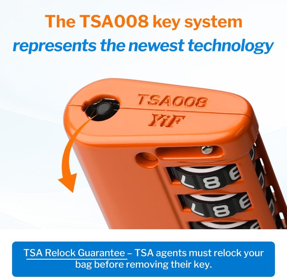 Forge TSA Approved Luggage Locks 4 Digit Combination TSA Travel Locks with TSA008, Open Alert Indicator, Zinc Alloy Body for Luggage, Suitcase, Backpack, and More. Orange 4 Locks.