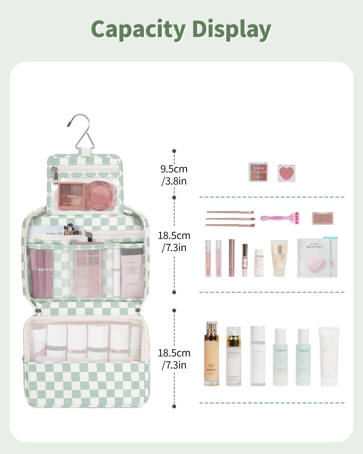 Narwey Small Hanging Travel Toiletry Bag for Women, Travel Bag for Toiletries, Makeup Bag Organizer Cosmetic Bags Make Up Bags for Girls