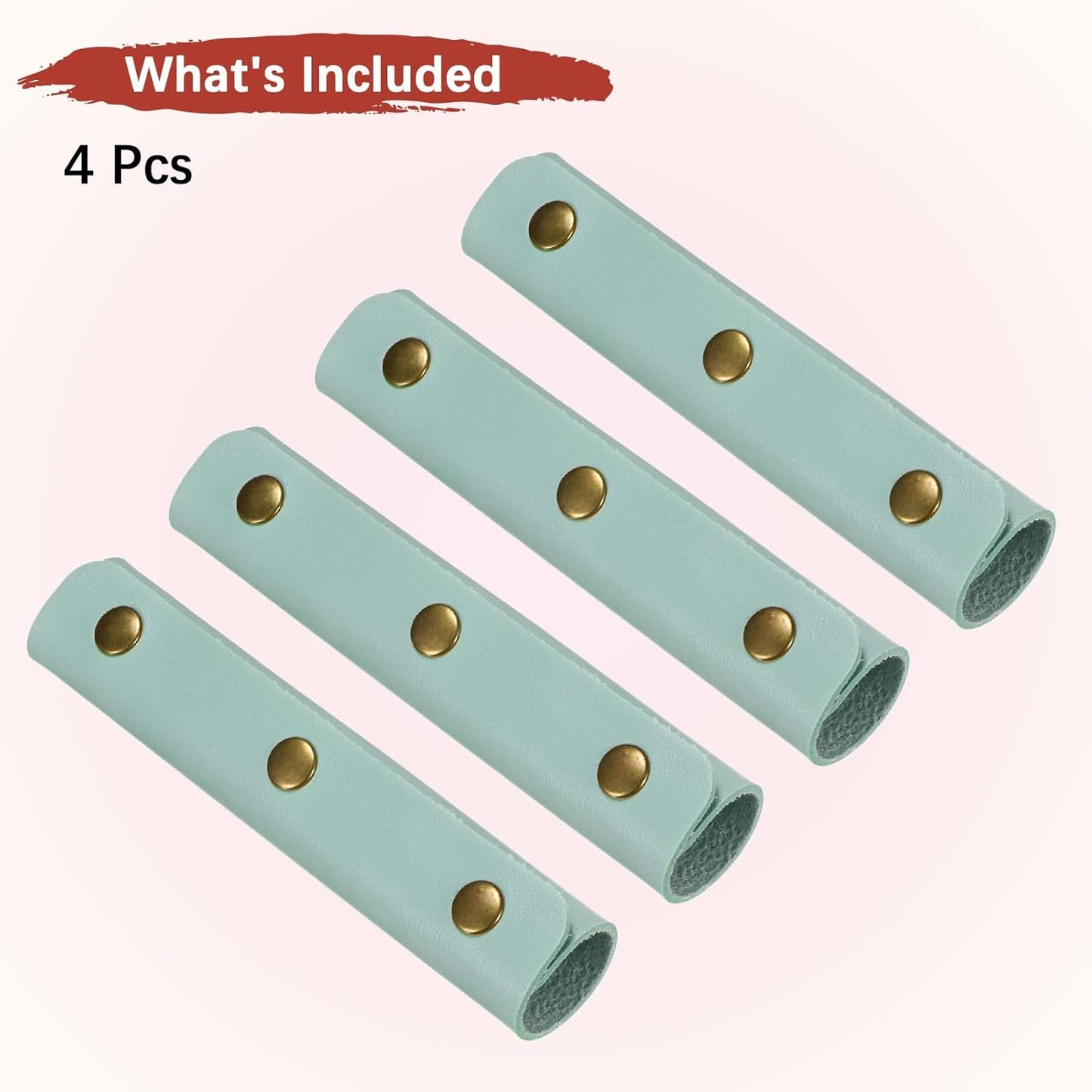 Leather Handle Wrap [4PCS] - Handbag Handle Wrap Cover with 3 Metal Clasps Use for Suitcases & Bags & Shopping Totes & Wallets - [Blue-5IN/13CM] Soft Purse Strap Pad