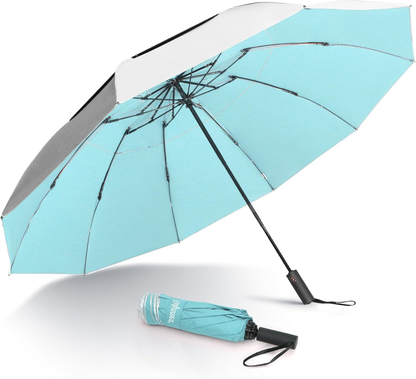 62/54/46 Inch Umbrellas for Rain Large Travel Compact Golf Umbrella Inverted Windproof Double Canopy 10 Ribs Automatic Open/Close UPF50+ Sun UV Protection