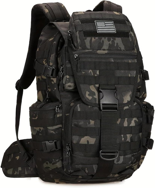 50L Military Tactical Backpack 3 Day Assault Pack Molle Daypack Hiking Backpack for Men and Women (Black Tie-Dye)