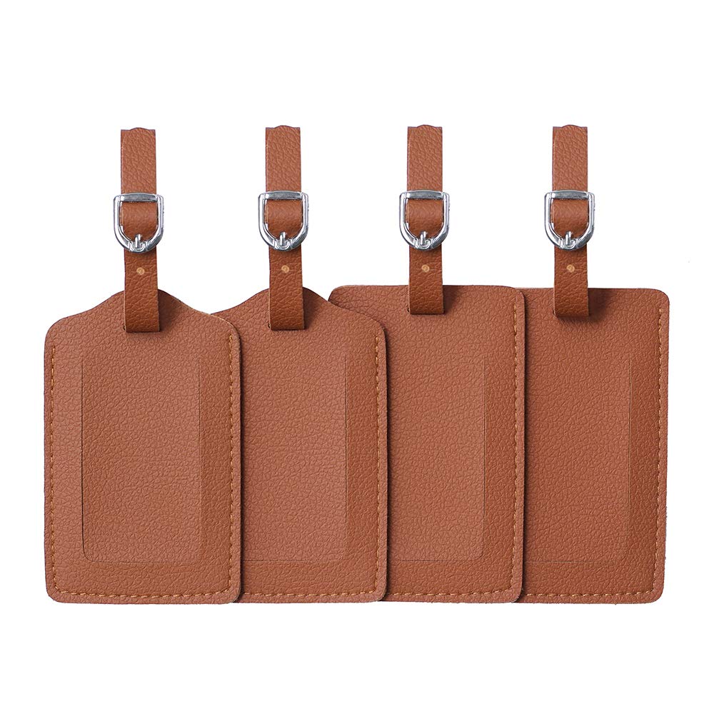 Vigorport Luggage Tags, Leather Personalized Suitcase Tag Set of 4 Pack