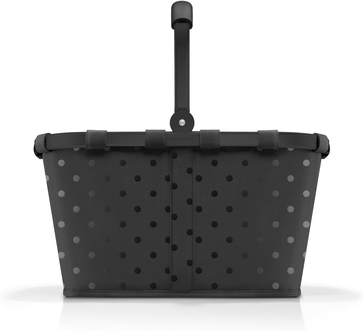 reisenthel carrybag glossy dots black - Sturdy shopping basket with plenty of storage space and practical inner pocket - Elegant and water-repellent design