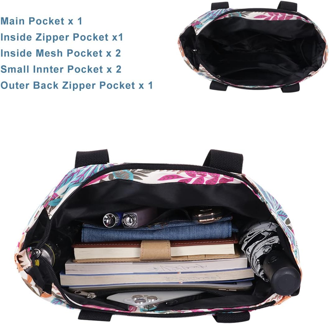 Tote Bag with Zipper for Women Inside Mesh Pocket Heavy Duty Casual Anti-water Cloth Travel Shoulder Handbag