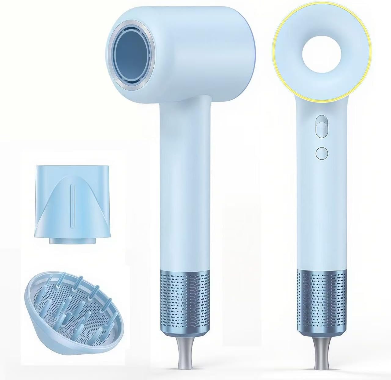 High Speed Hair Dryer,200 Millions Negative Ionic Blow Dryer,Powerful 1500W Fast Drying Low Noise Blow Dryer,Temperature-Control Hairdryer with Diffuser & Nozzle (Blue)