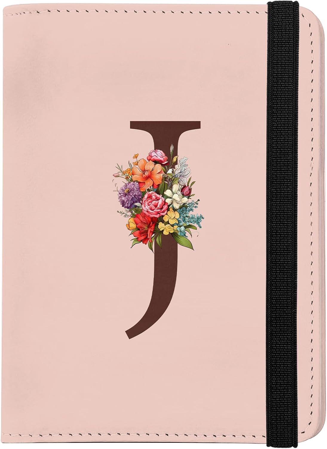 Cute Passport Holder and Holder Combo Passport Cover with Compatible Wallet Credit Card Protector RFID Blocking Women Men (Pink Initial Monogram-J)