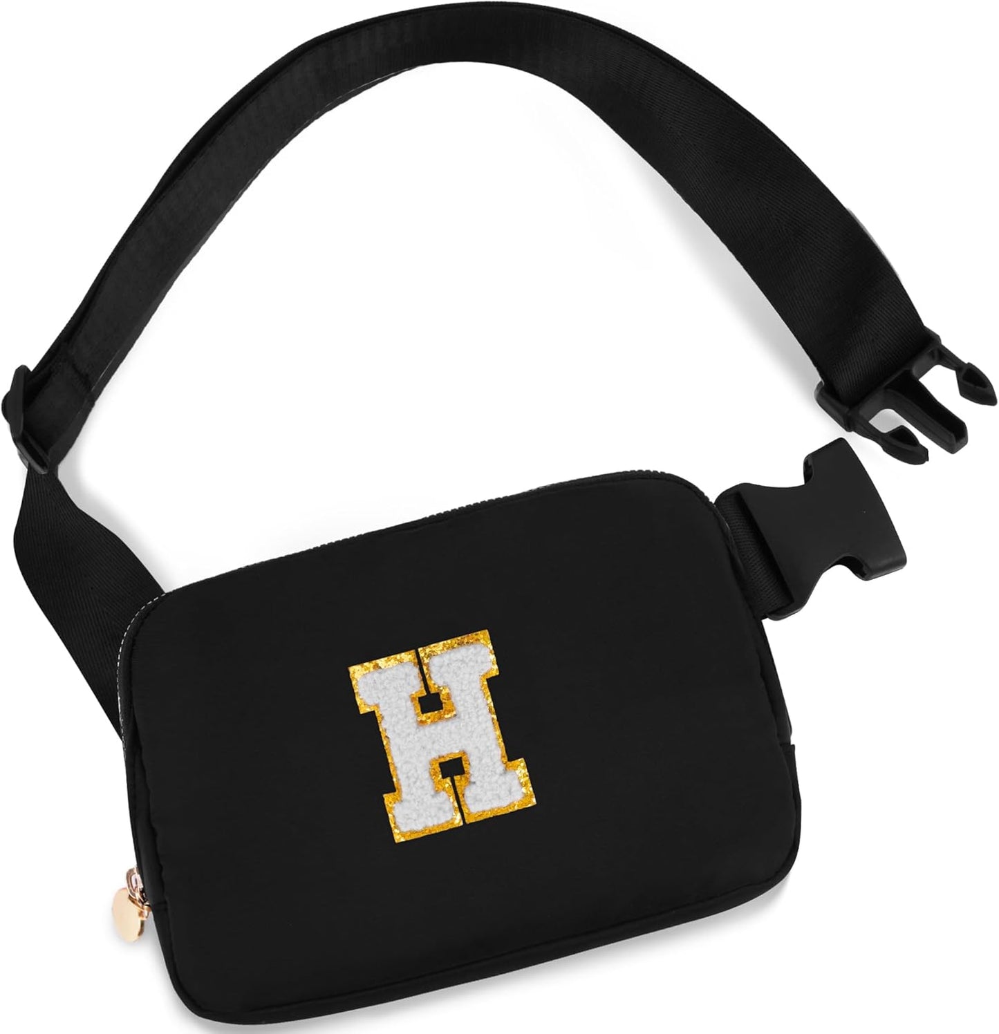 Father's Day Gift: Personalized Crossbody Bag - Initial White H, Black