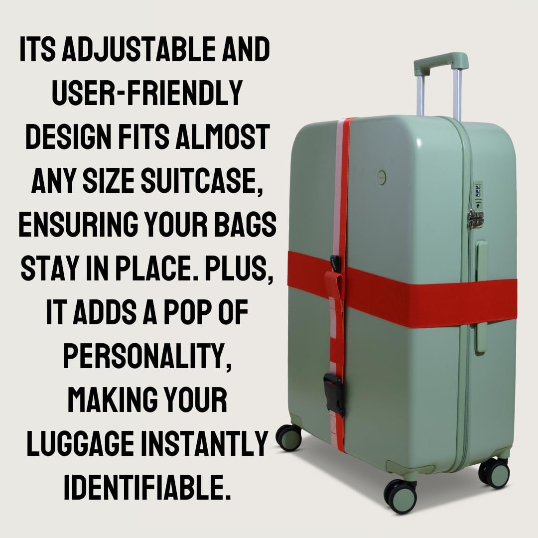 Cincha Travel Adjustable Luggage Strap, Fits Carry-On and Checked Bags, TSA Approved, Shark Tank Brand, Premium Travel Accessory (Flamingo)