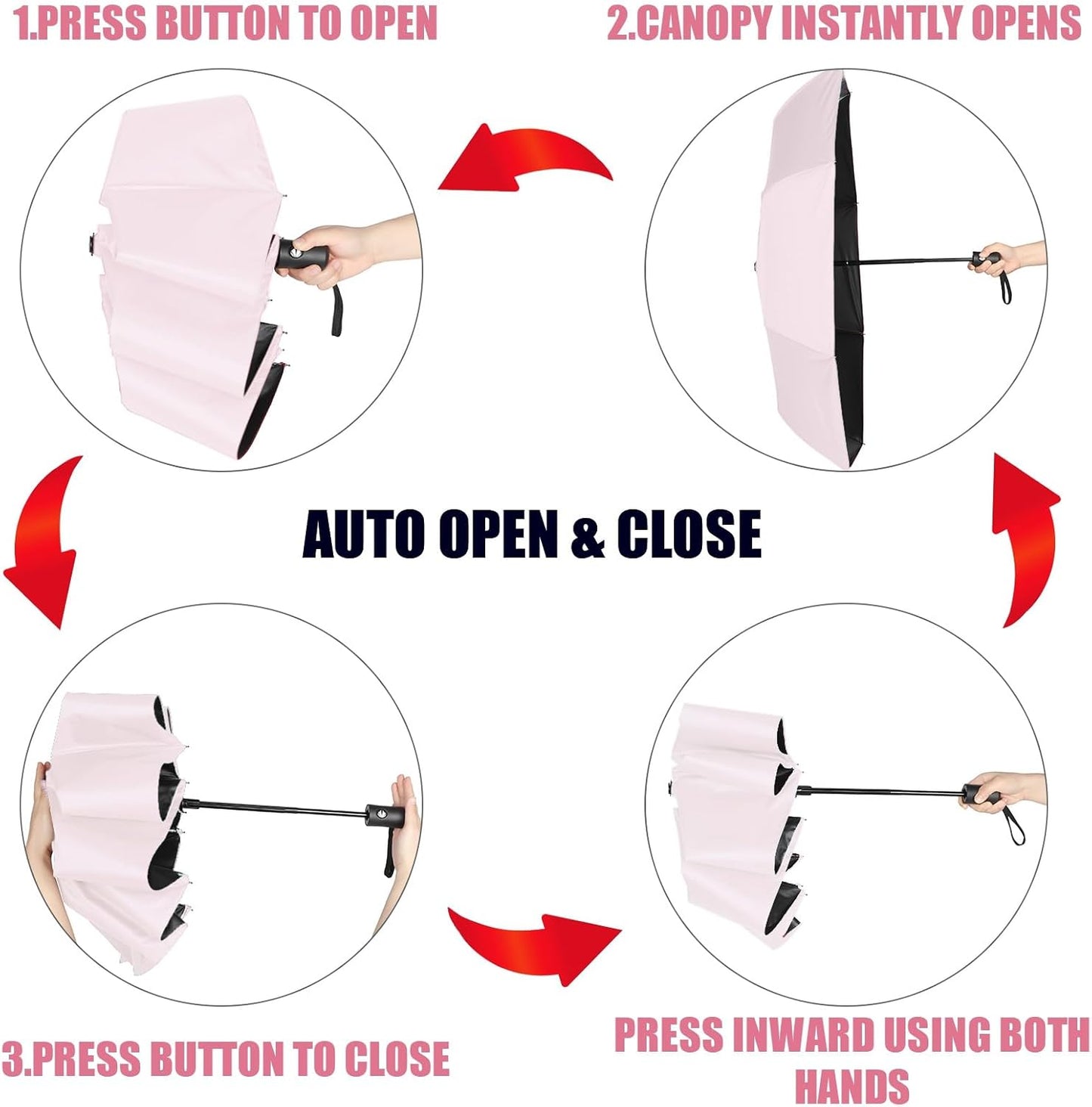 Jexine 6 Pcs Travel Compact Umbrella Automatic Open Close Windproof Small Light Backpack Purse Car Portable Collapsible Umbrella for Rain, Men Women