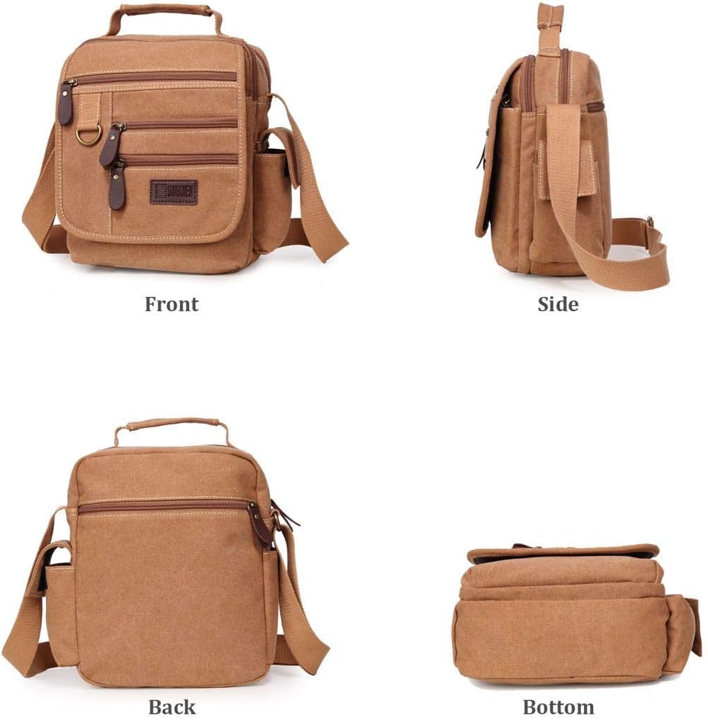 Mens bag Canvas Shoulder Bag Small Messenger Crossbody Bag Work Bag Vintage Multi-function