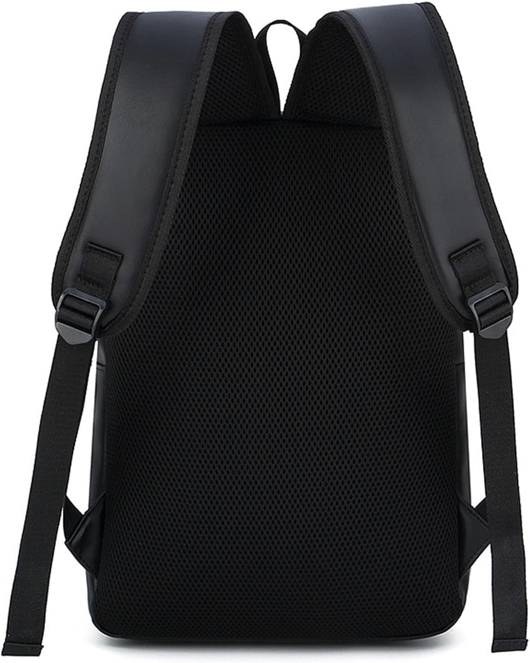 Mens Leather 16.1 inch Laptop Bag Travel Casual Computer Backpack College Business Work Shoulder Bags Waterproof (Black)