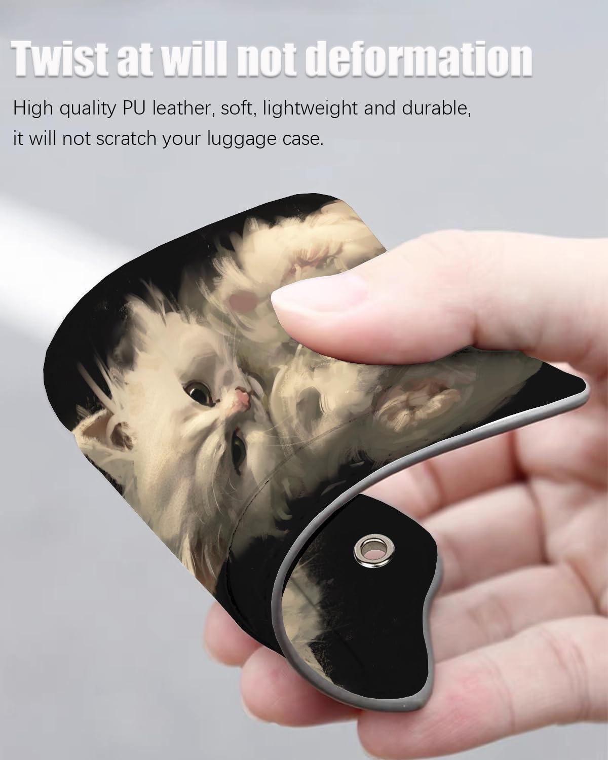 2 Pack Luggage Tags for Suitcase, Leather Suitcase Tags Cruise Ship with Privacy Cover and Double Metal Loop for Women Men Girls Boys Travel Baggage Bag Backpack Tags, Cute Kitty Cat