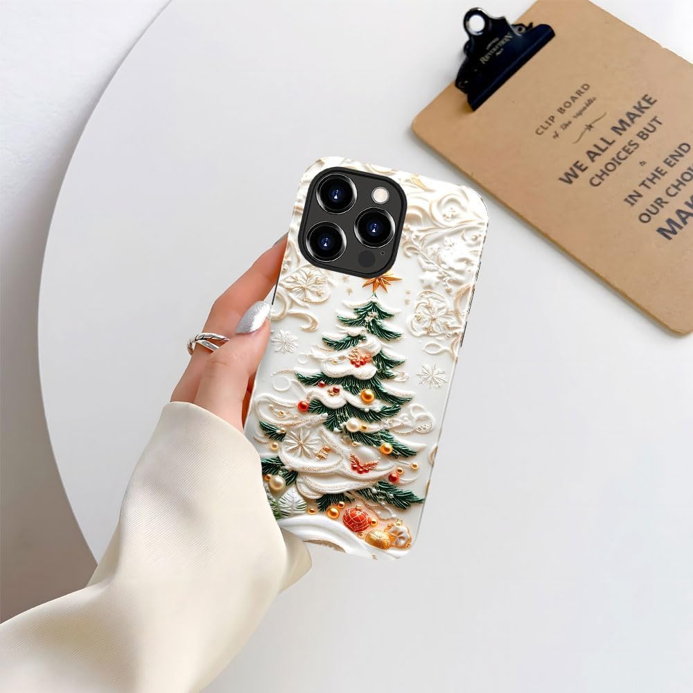 Case for iPhone 15 Pro Max - Slim Fit Anti-Scratch Phone Case for Girl Women - Christmas Tree Stained Glass (Glossy)