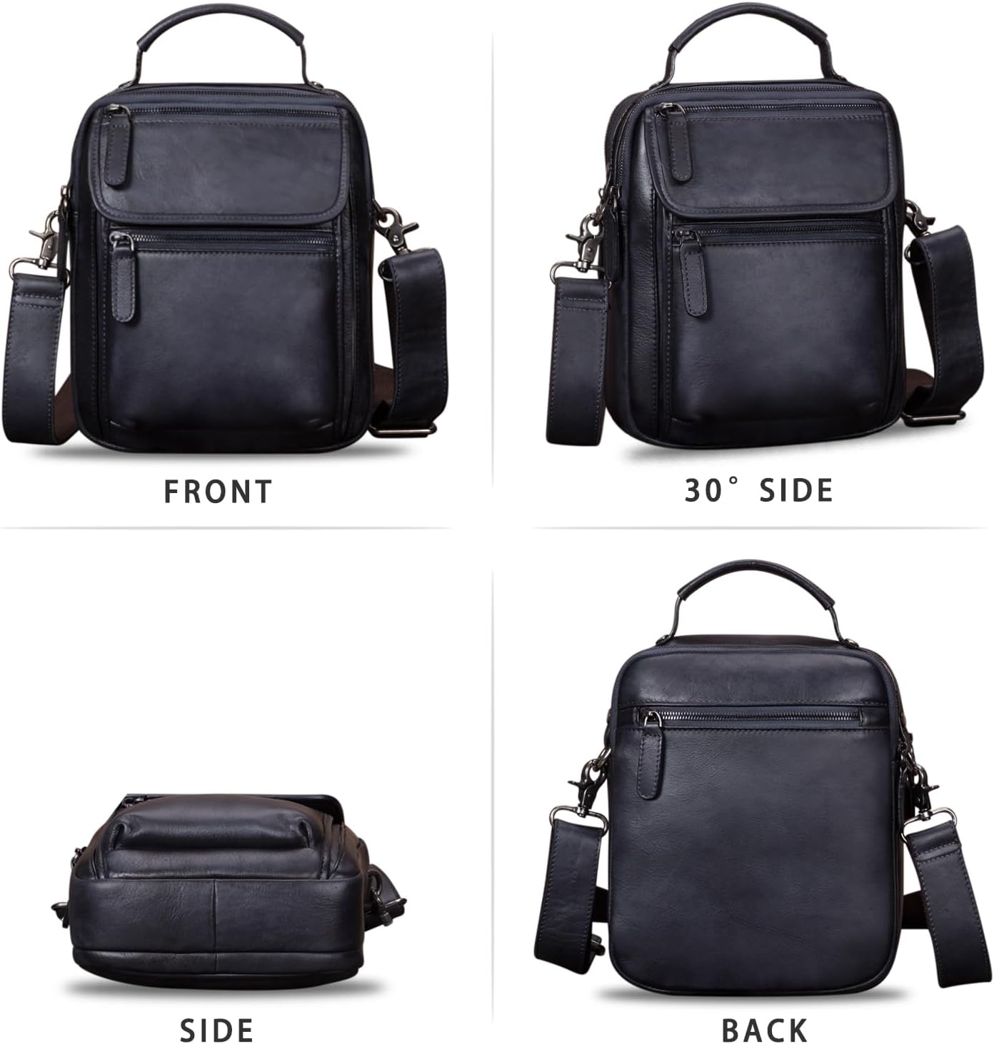 IVTG Genuine Leather Messenger Bag for Men Sling Purse Crossbody Shoulder Bags Satchel for Work
