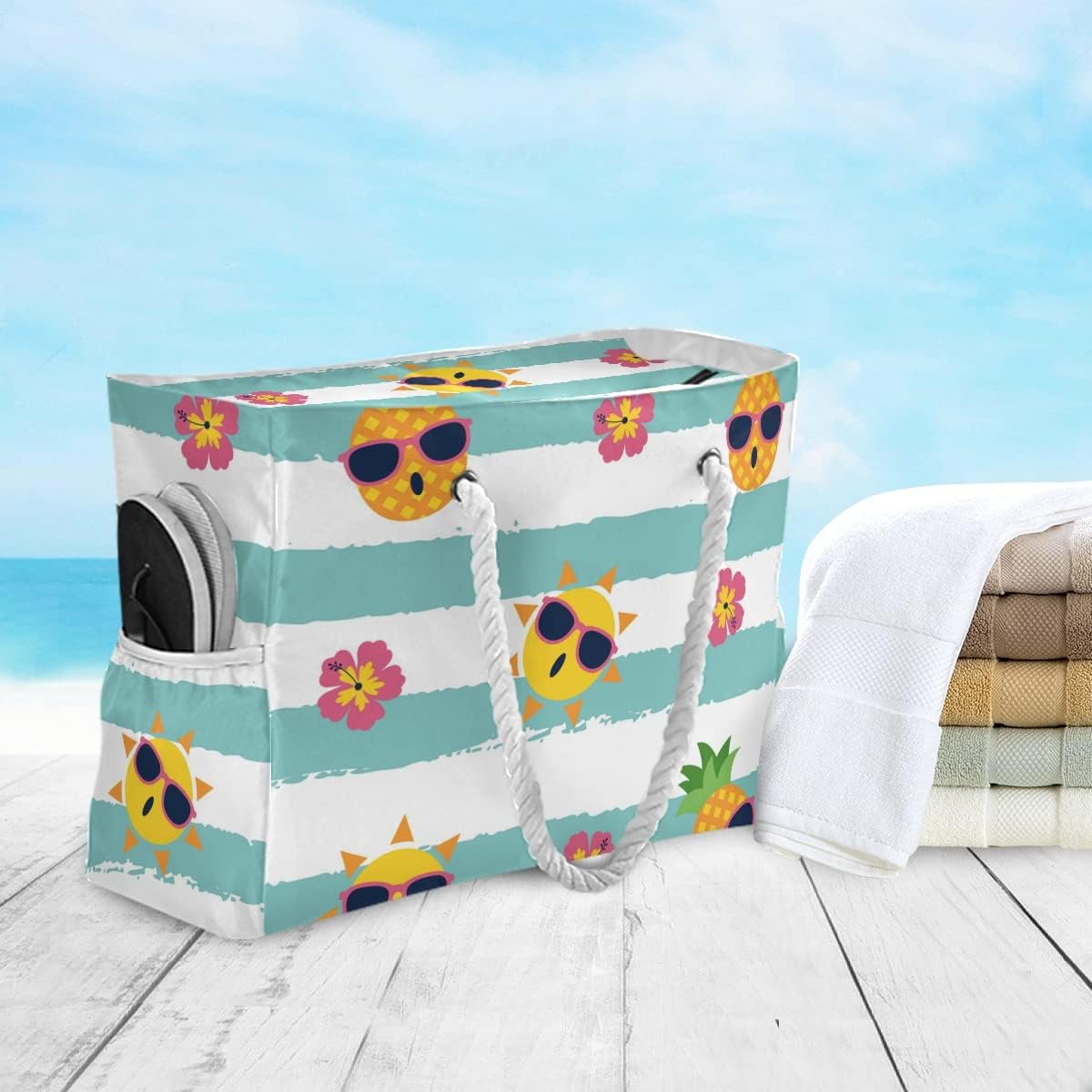 senya Large Beach Shoulder Bags Canvas Tote Water Resistant for Gym Travel Daily