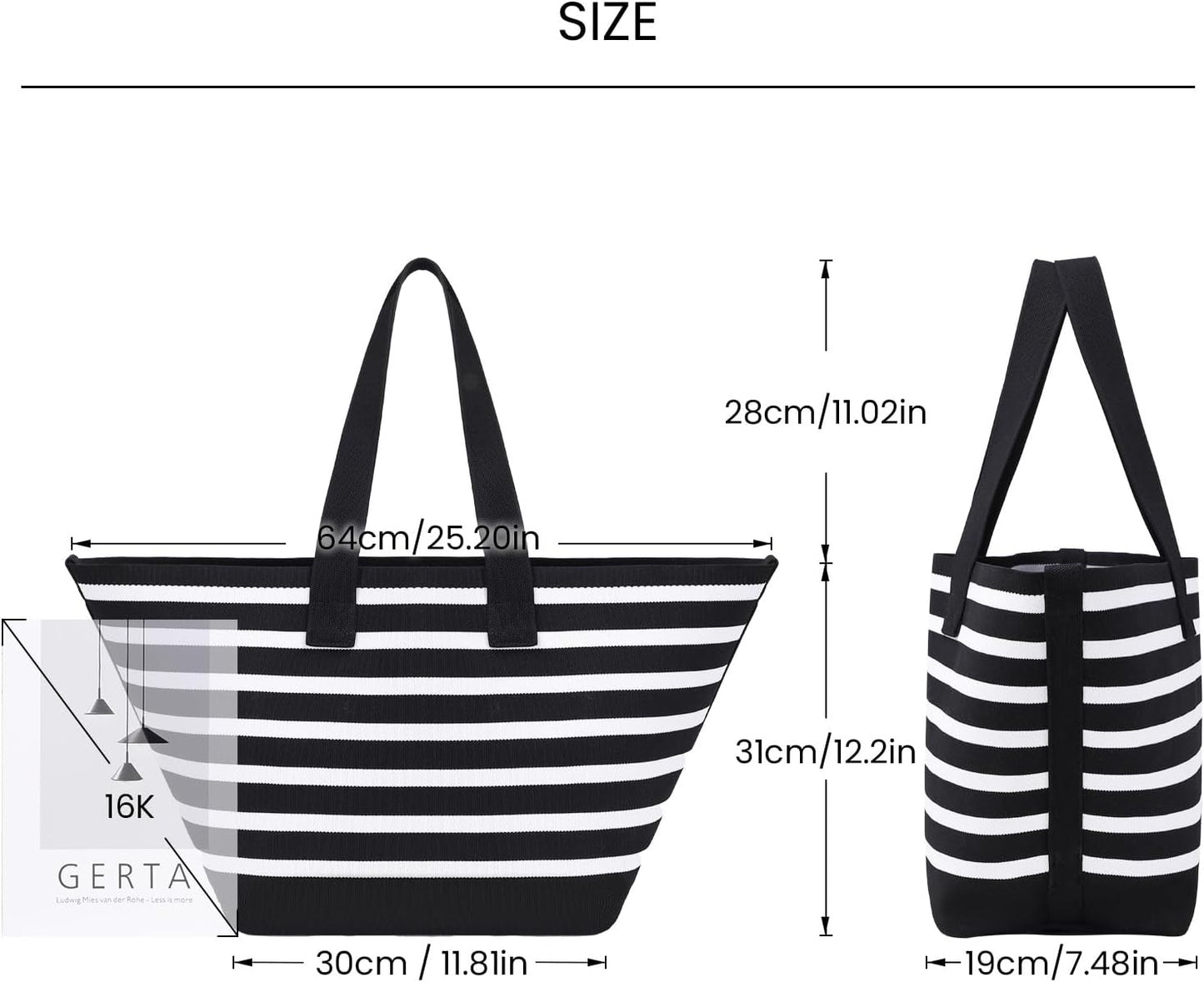 abshoo Large Beach Bag For Women Stripe Beach Tote Bag Ladies Large Gym Tote Carry On Weekender Travel Bag