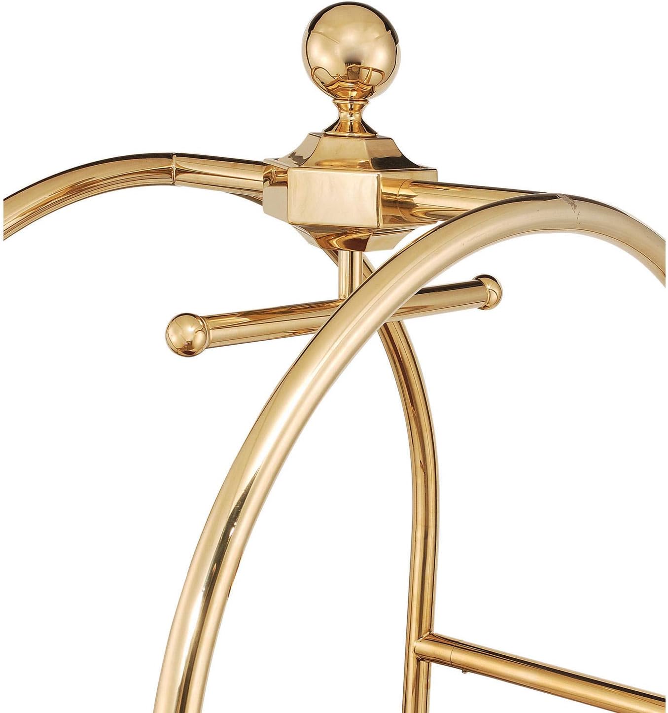 Global Industrial Gold Stainless Steel Bellman Cart Curved Uprights 8" Pneumatic Casters, 41-1/4"L x 24" W x 75" H, Hotel Luggage Cart for Commercial Use, Condos, Resorts