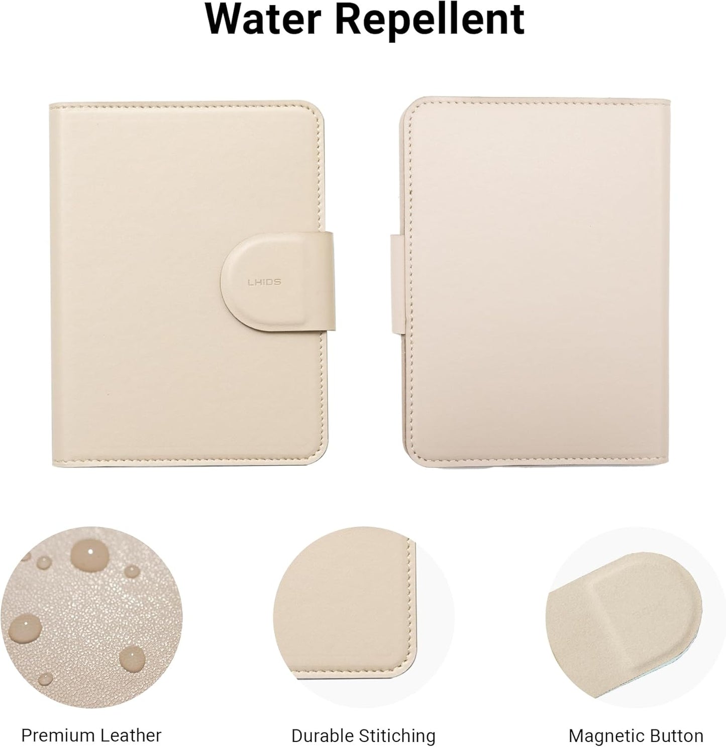 LHiDS Leatherette Passport Holder with RFID Protection, Premium PU Leather, Snap Button Closure, Travel Passport Wallet Cover for Passport, Boarding Passes, Business Cards, Cash (Apricot)