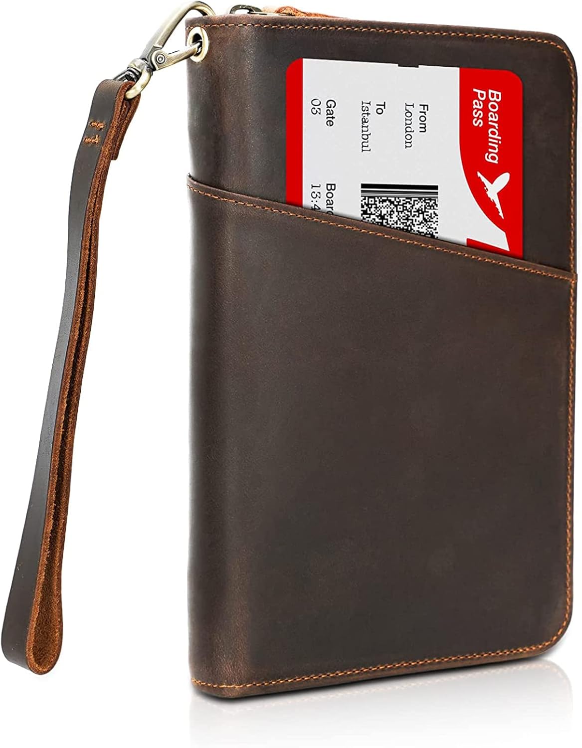 Passport Holder Wallet Full Grain Leather RFID Blocking Passport Cover Case Family Travel Wallet for 6 with YKK Zipper