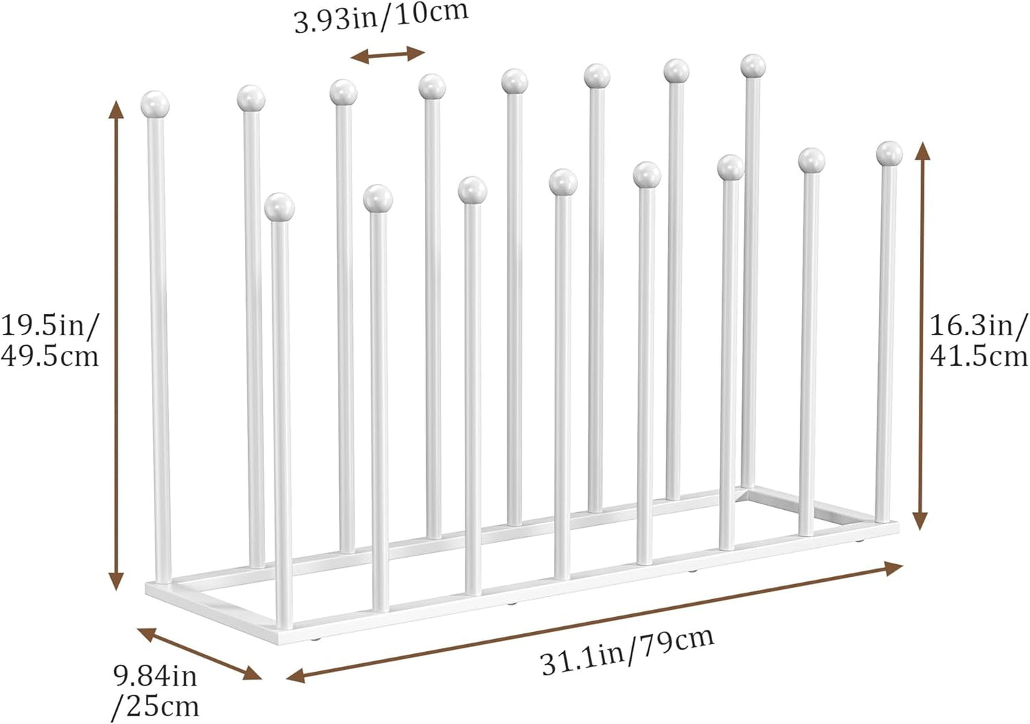 pickpiff Free Standing Shoe Racks - 19.5 Inch White Metal Boot Rack Organizer Tall Boots for Dorm