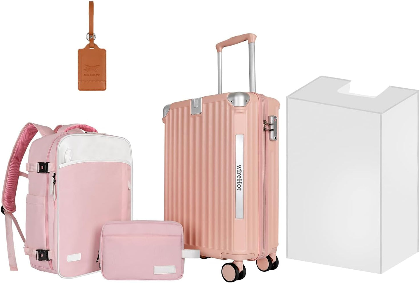 22x14x9 Airline Approved Vintage Style Carry On Luggage with Backpack Sets for Women, ABS+PC