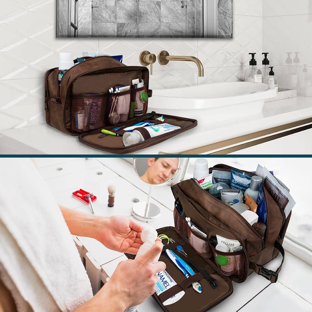 PAVILIA Toiletry Bag for Men, Travel Pouch Essentials Shaving Dopp Kit, Travel Bag Toiletries