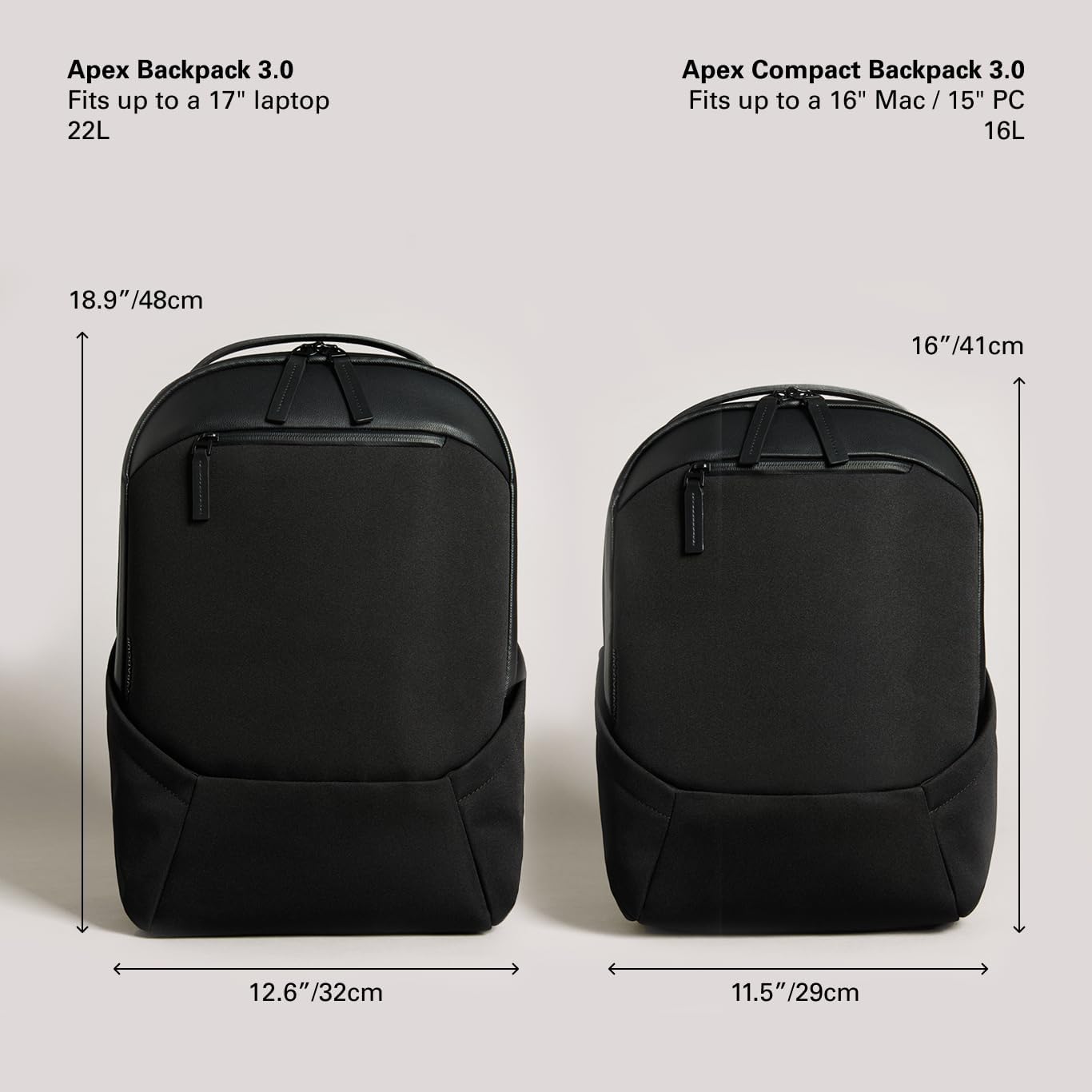 Troubadour Apex 3.0 Compact - 16L Premium Laptop Backpack - Ergonomic & Water Resistant - Designed for Work and Travel - Black