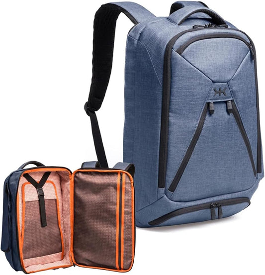 Knack Series 1 Laptop Backpack Fits up to 15 Inch - Knack Bags Carry-On Backpack, TSA Approved, Expandable Travel Backpacks With 3 Day Outfit Capacity (Indigo Blue, Medium)