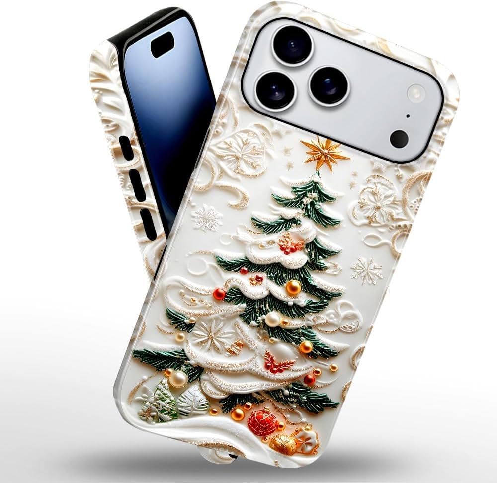 Case for iPhone 17 Pro Max - Slim Fit Anti-Scratch Phone Case for Girl Women - Christmas Tree Stained Glass (Glossy)