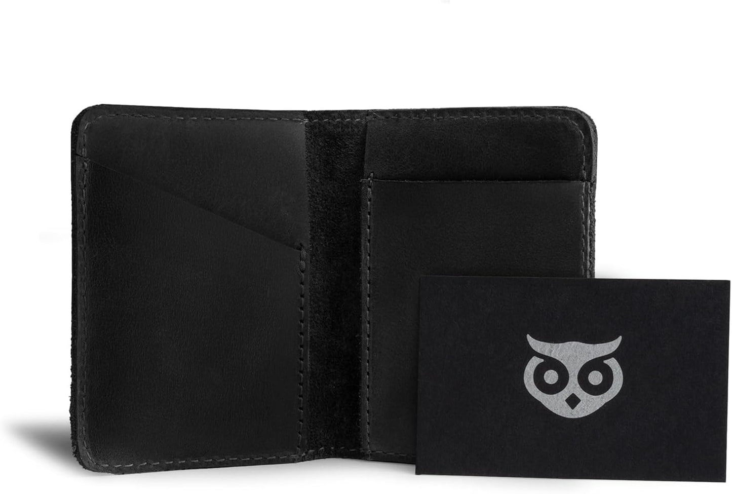 Hide & Drink, Bifold Wallet, Slim Card Holder, Minimalist Traveler Wallet, Vintage Front Pocket Wallet, Full Grain Leather, Handmade, Charcoal Black