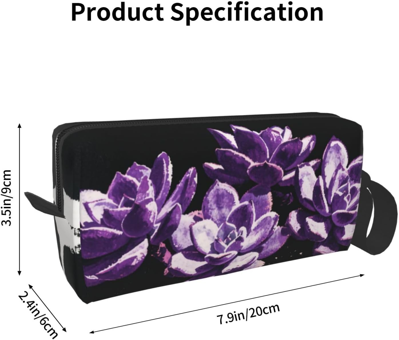 Amethyst Succulent Makeup Bag Small Compact & Durable Travel Cosmetic Bag Organizer Oxford Fabric Impact-Resistant Multi-Purpose Storage Perfect for Travel, Gym, Daily Use