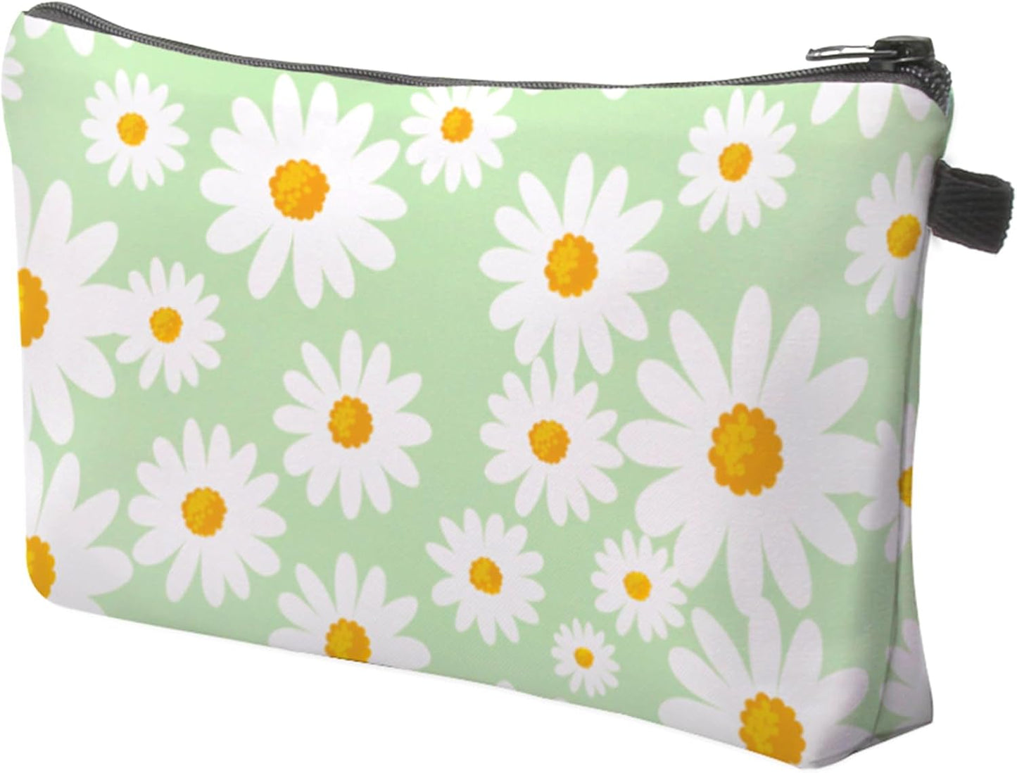Cute Travel Makeup Bag Cosmetic Bag Small Pouch Gift for Women (Daisy Sage Green)