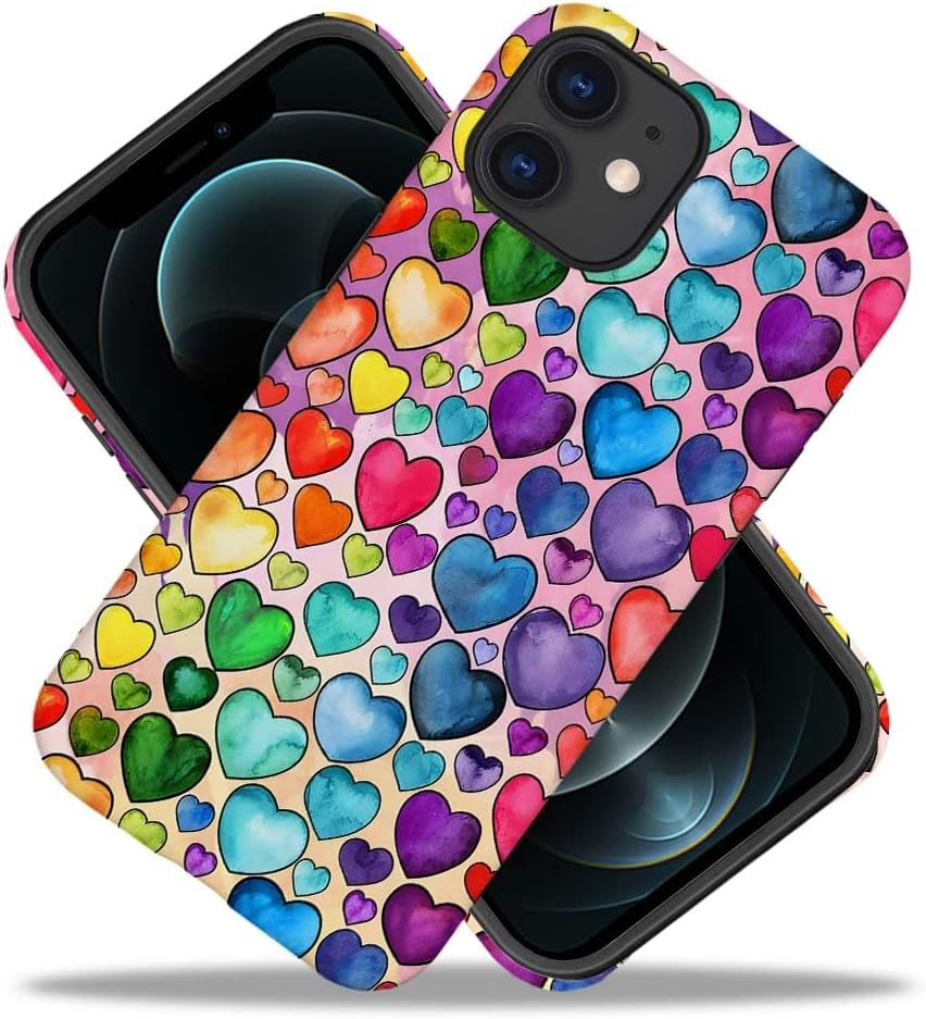 SEized Case Compatible with for iPhone 11,Colorful Heart Lovely Cute Pink Phone Case for Girl Women Boy Men,Durable Protection Case for iPhone 11