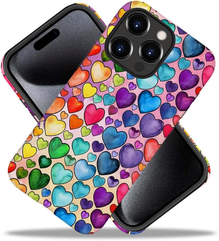SEized Case Compatible with for iPhone 12 Pro Max,Colorful Heart Lovely Cute Pink Phone Case for Girl Women Boy Men,Durable Protection Case for iPhone 12 Pro Max