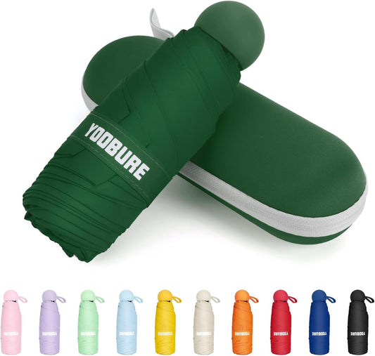 Yoobure Travel Umbrella Portable Compact Umbrellas, Pocket Mini for Purse, Umbrellas for UV Sun & Rain Small for Backpack, Umbrella with Case Folding for Kids Women