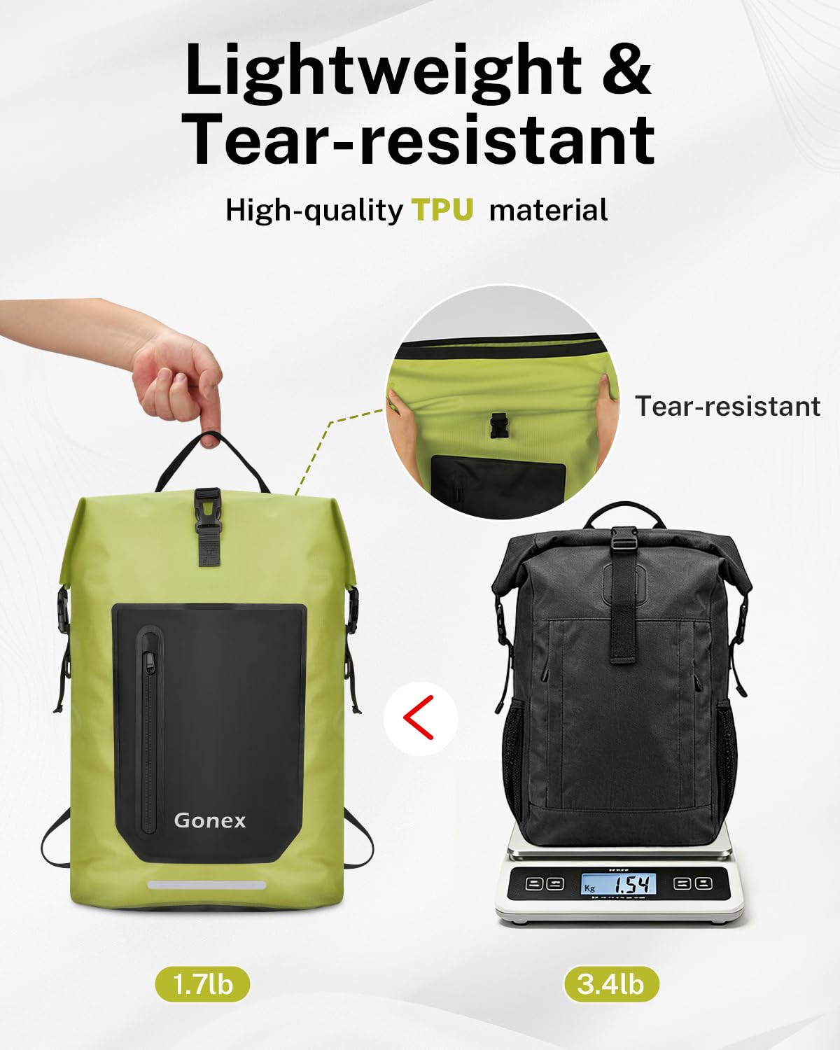 Gonex Waterproof Ultralight TPU Backpack 35L Roll Top Dry Bag, Kayaking