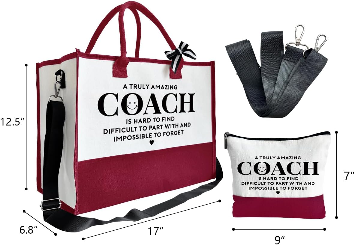 Amazing Coach Tote Bag, Women's Canvas Handbags, Shoulder Beach Bag, Thank You Gift for Female Coach, Gifts for Female Coaches, Canvas Tote Bag With Zipper, Makeup Bag A1
