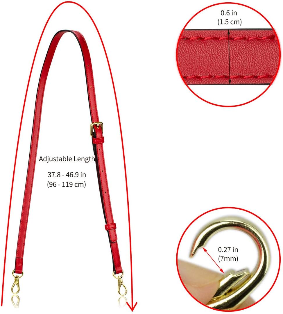 Allzedream Leather Purse Strap Replacement Crossbody Handbag Long Adjustable (Red)