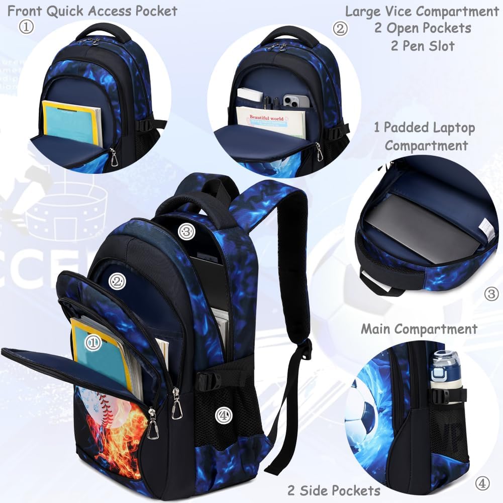 Meisohua Boys Backpack with Lunch Box Pencil Case 3pcs School Backpacks Set for Boy Kids Bookbags for Elementary Middle School Bags Water Resistant