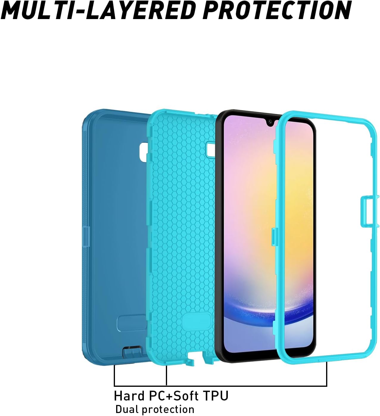 FOR Samsung Galaxy A17 5G case,A16 5G Heavy Duty case,with A Tempered Glass Screen Protector, [Military Grade Protective ] [Shockproof] [Dropproof] [Dust-Proof] ,for Galaxy A17 / A16 (Lake Blue)