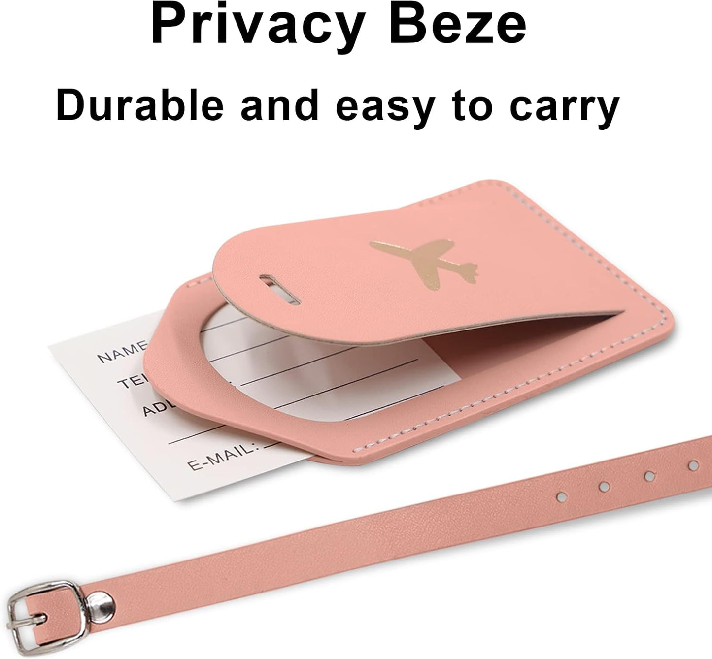 Real Leather Wallet RFID Passport Holder with Suitcase Tag Set Card Slots (Pink)