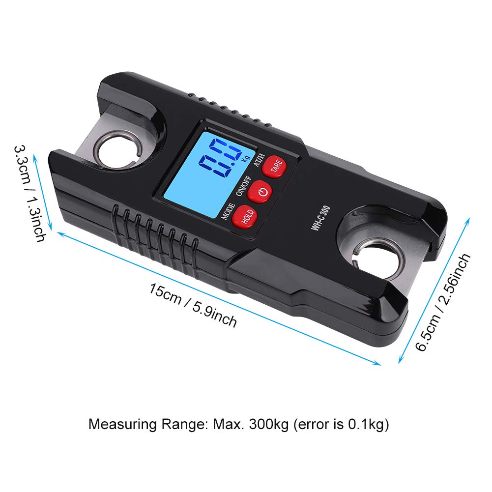 Luggage Scale,300kg Portable Plastic Electric Digital Hanging Scale with LCD Display Hook Tool for Fishing