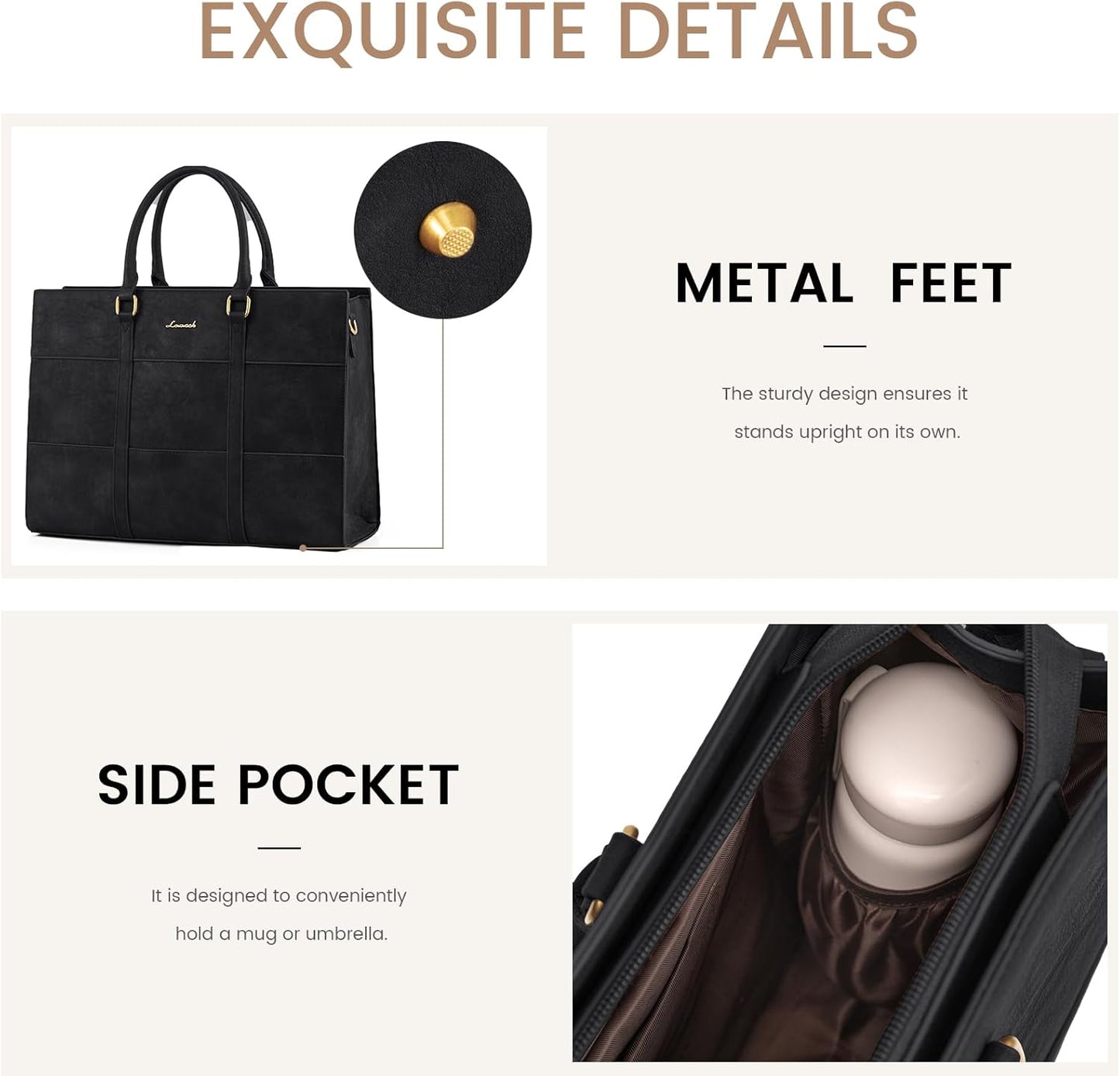 LOVEVOOK Laptop Bag for Women 15.6 Inch Laptop Tote Bag Vintage Leather Work Bags for Women