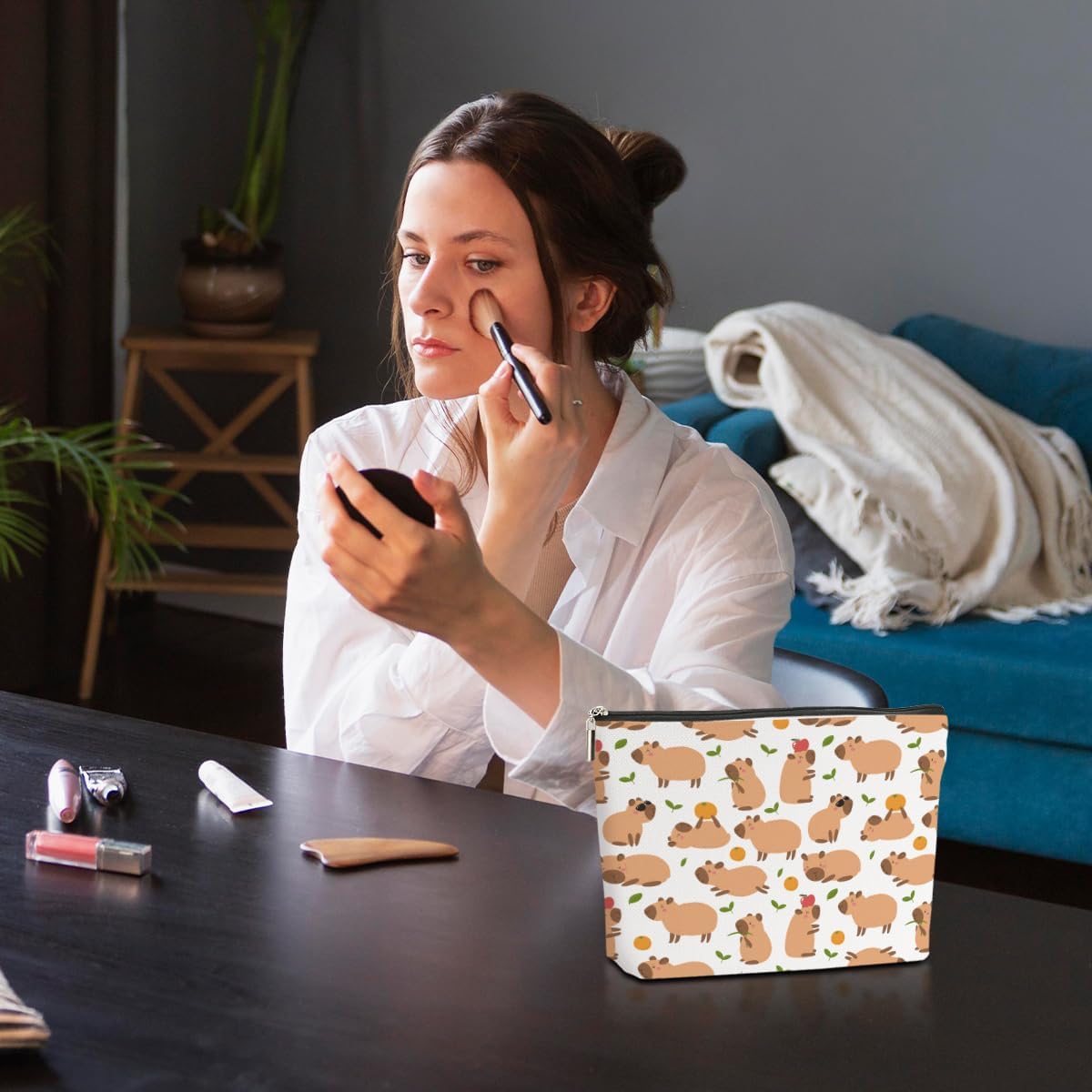 Capybara Makeup Bag, Capybara Gifts for Women, Capybara Lovers Cosmetic Bag Travel Organizer Bags Makeup Pouch, Capybara Stuff Animal Lovers Gifts for Girls Friend Aunt Christmas birthday Gifts