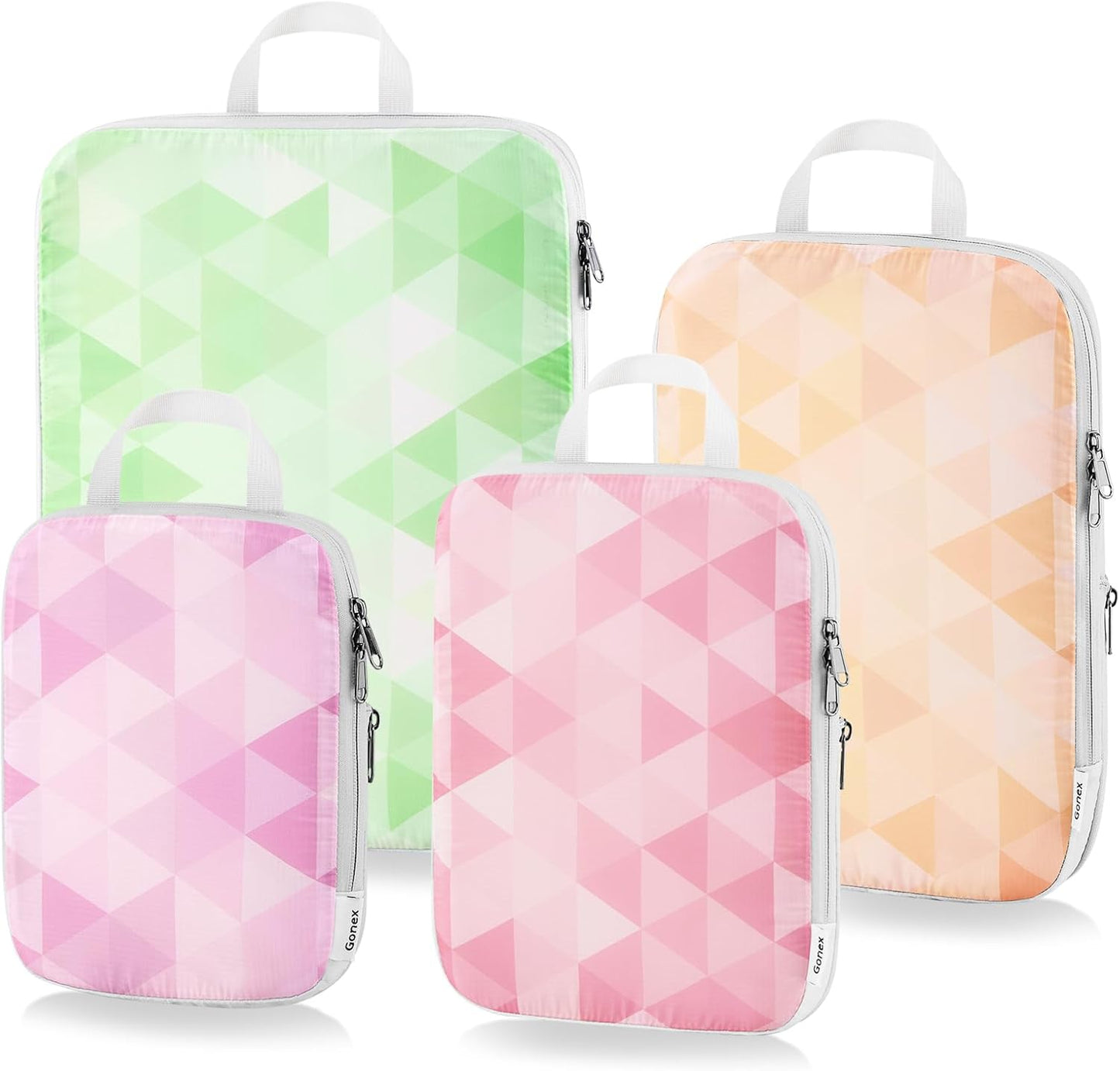 Gonex Compression Packing Cubes, 4pcs Expandable Storage Travel Luggage Bags Organizers, Travel Cubes for Suitcase Carry On (Triangle)