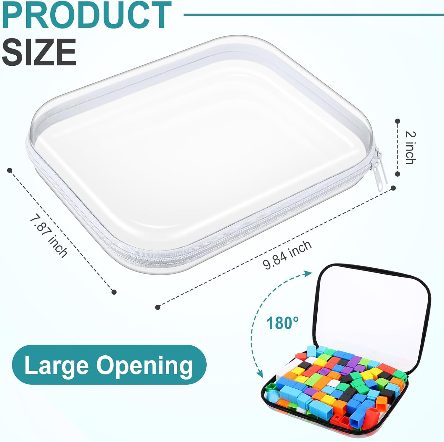 Hoolerry 4 Pcs Hard Clear Zipper Case Makeup Bags Plastic Pencil Pouch Transparent Storage Box