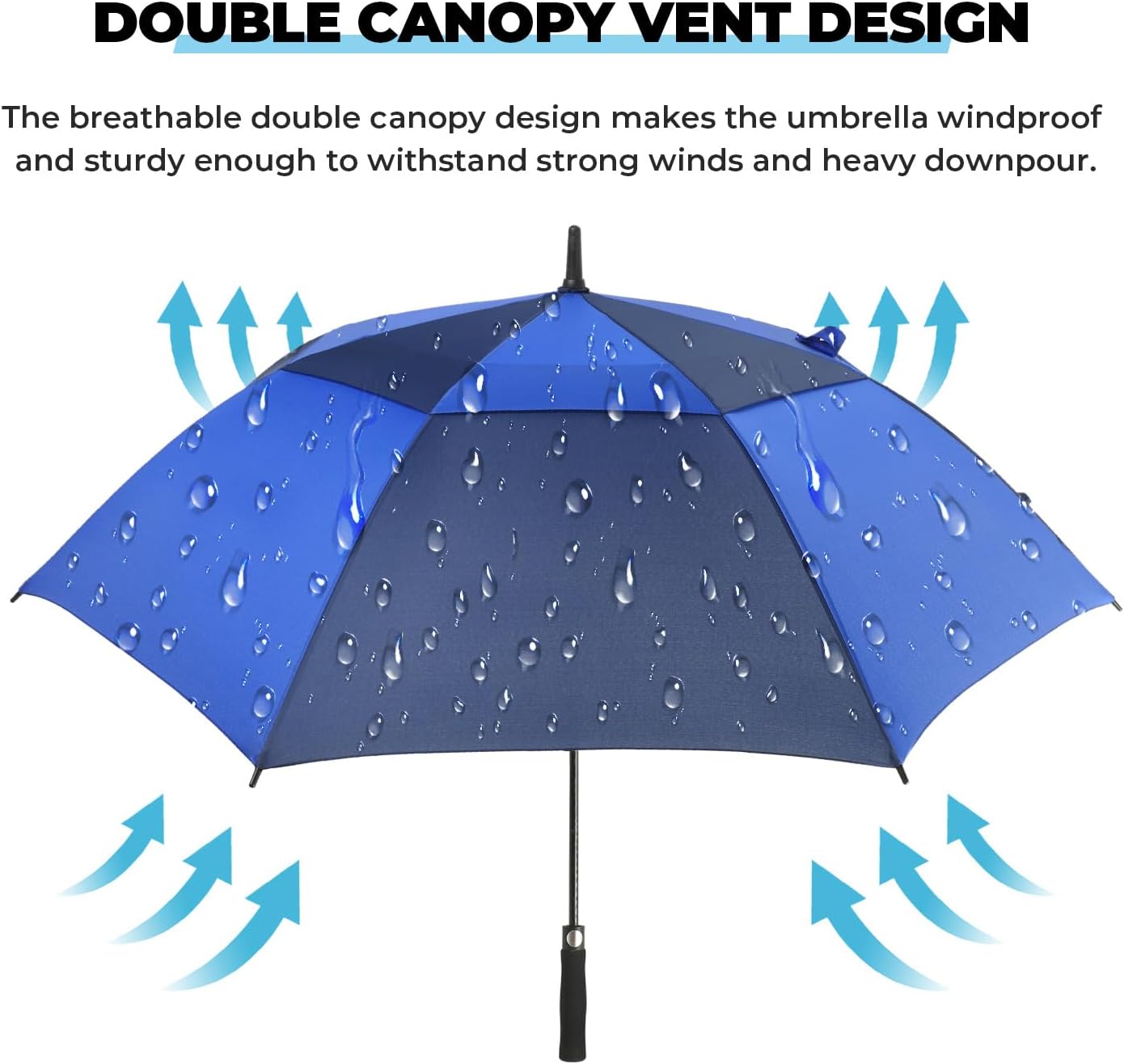 Automatic Open Golf Umbrella, 54/62/68/72 inch Extra Large Oversize Double Canopy Vented Stick Umbrellas, Windproof Waterproof Umbrella for Men And Women
