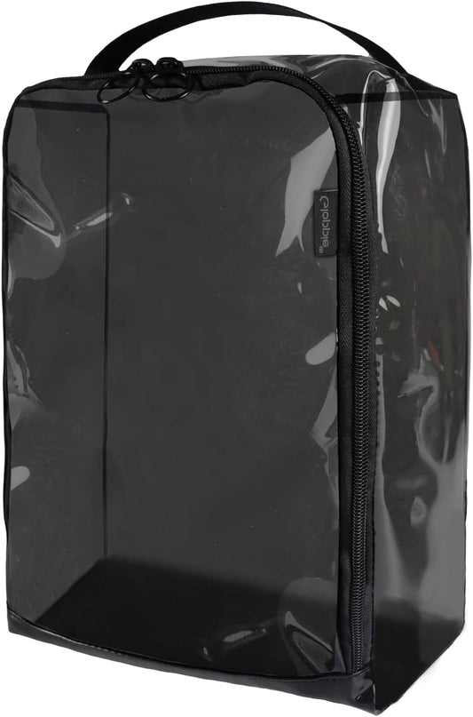 Gloppie Semi-Transparent Shoe Bag for Travel Portable Shoes Storage Bag, Shoe Pouch - Durable, Water-Resistant Shoe Case for Men and Women, Black Polyethylene
