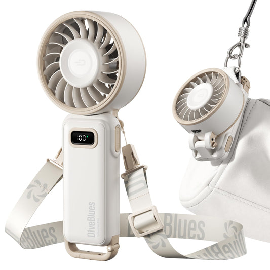 Diveblues Portable Turbo Fan, 100 Speed Handheld Fan with Strong Airflow, Foldable 4 in 1 Personal