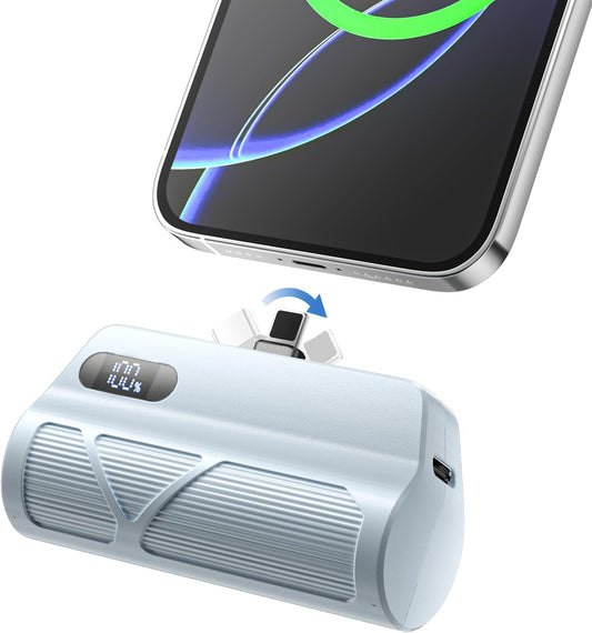 ZBF Mini Portable Charger Power Bank,5000mAh Cell Phone Portable Power PD 20W Fast Charging USB-C, LCD Display Battery Pack for iPhone 14/14 Pro Max/13/13 Pro/12 Pro/11/XS/XR/X/8/7/6 etc (Blue)